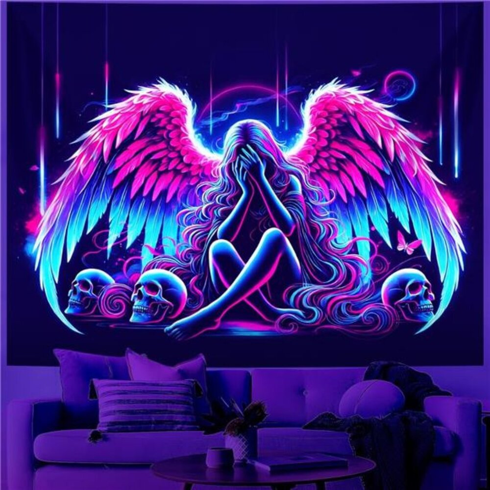 Blacklight Tapestry,WingTapestry Glow In The Dark,UV Reactive Black Light